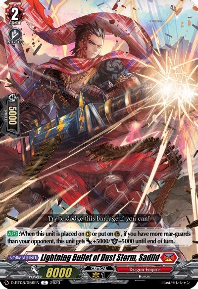 Lightning Bullet Of Dust Storm Sadiid Minerva Rising Cardfight