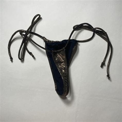 Metallic Golden String Bikini Thong Size Depop