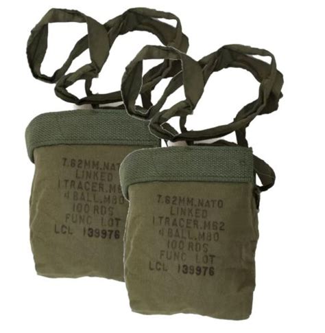 Vintage US Army 7 62 MM Nato Linked Blank M82 100 Round Pouches 2