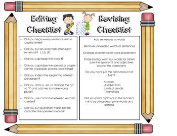 Editing and Revising Checklist by Celeste Vannavong | TPT