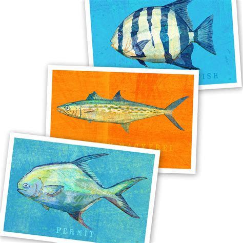 Saltwater Fish Art 3 Little Fishies Set Number 3 Set Of 3 Prints 4