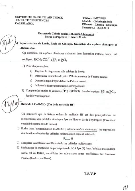 Examen Liaison Chimie Liaisons Chimiques Studocu