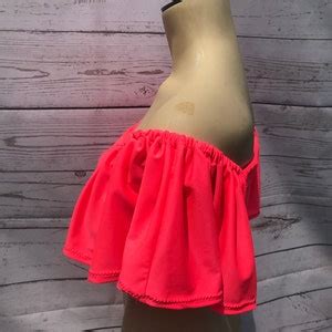 Ruffle Bikini Top Retro Tops Vintage Style Bathing Suit S Look Funky Swimwear Beach