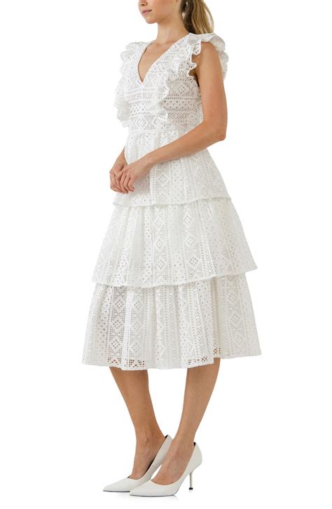 Endless Rose Lace Ruffle Tiered Midi Dress Nordstrom