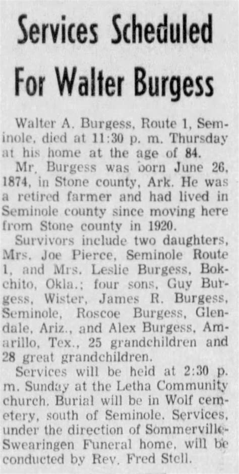 Walter A Burgess 1874 1958 Find A Grave Memorial