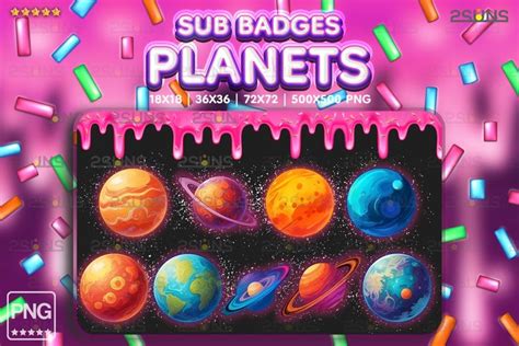 9 Planets Sub Badges Space Сosmos Twitch Badges Alien Universe Sub