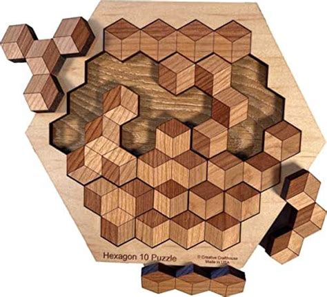 Amazon Wooden Stem Puzzle Hexagon Brain Teaser Montessori