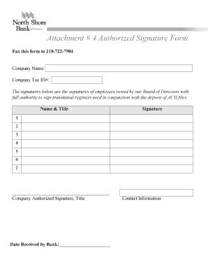 Fillable Online Attachment 4 Authorized Signature Form Fax Email Print