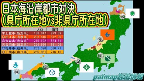 【日本海沿岸の20万都市対決】松江市vs上越市vs青森市vs長岡市vs福井市vs下関市【県庁所在地vs非県庁所在地】 Youtube