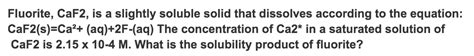 Solved Fluorite CaF2 Is A Slightly Soluble Solid That Chegg