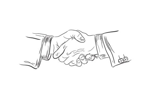 Line Art Simple Handshake Drawing - Download Free Mock-up