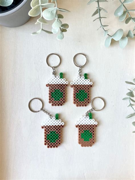 Starbucks Coffee Perler Bead Keychains - Etsy