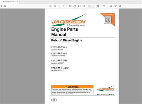 Kubota Engine Series V Parts Manual