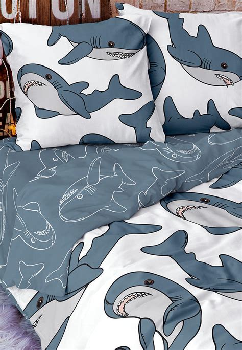 Постельное белье 1,5-спальное Crazy Getup 50х70 Plush Sharks, цвет ...