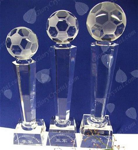 Optical glass soccer trophy award