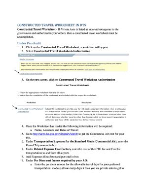 Fillable Online Constructed Travel Worksheet In Dts Fax Email Print