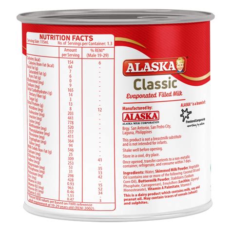 Alaska Condensed Milk Nutrition Facts | Besto Blog