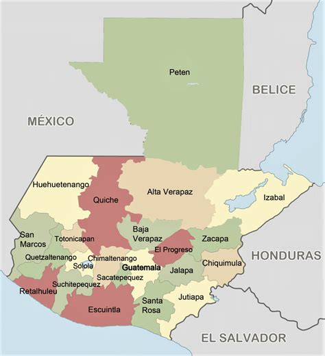 Mapa De Guatemala Con Nombres Departamentos Y Municipios Para