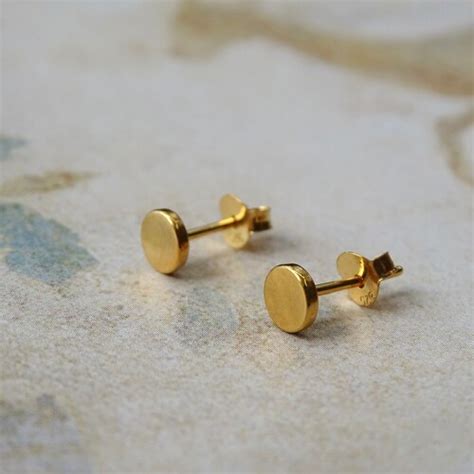 K Gold Studs Earrings Boyfriend Gift Minimalist Studs Gold Etsy