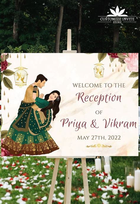 Buy Indian Reception Welcome Signs Indian Couple Wedding Welcome Sign