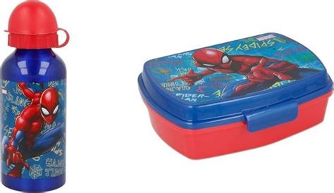 Spiderman Lunchbox Broodtrommel Incl Aluminium Drinkbeker Van Ml