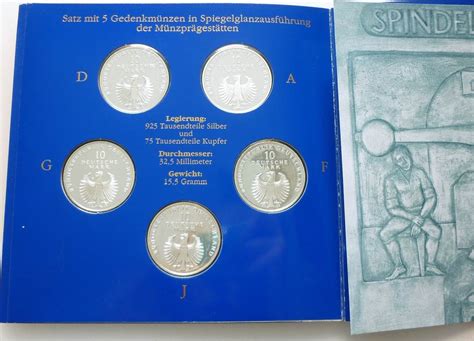 Deutschland BRD Germany 5 x 10 DM 1998 Gedenkmünzen Set 50 Jahre