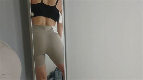 Big Ass Brunette Trying On Clothes Public In Fitting Room OF Model