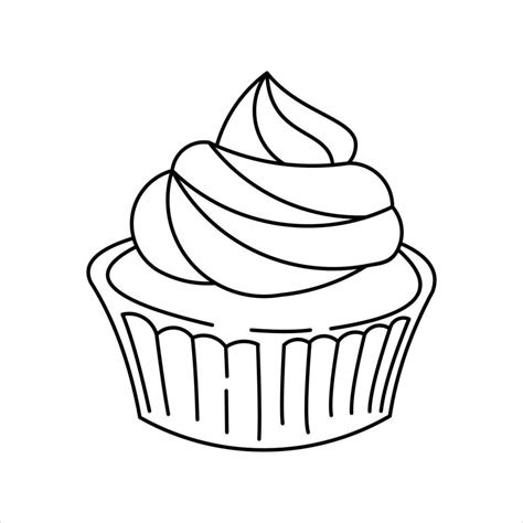 Cupcake Line Art Coloring Book Bakery And Sweet Cake 15478816 Vector