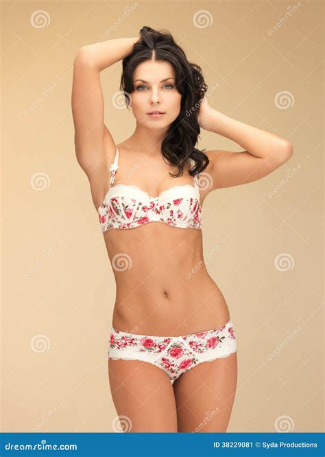 Tempting Brunette In Lingerie Stock Image Image Of Chest Panties