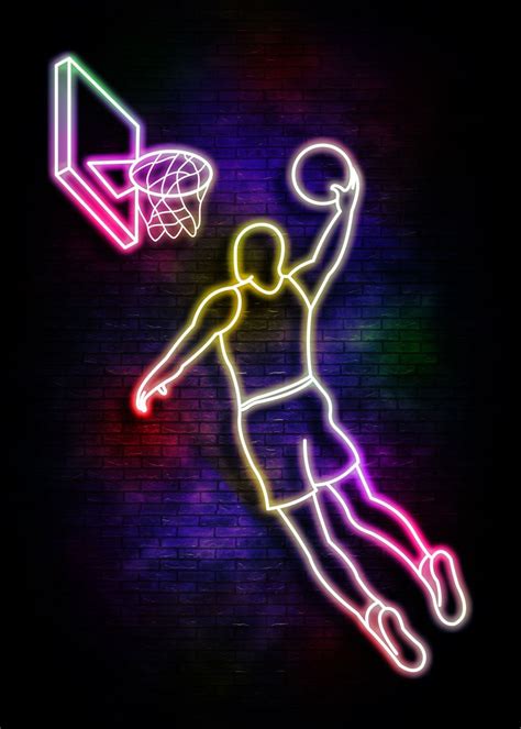 Neon Basketball Art Poster By Izmo Scribbles Displate