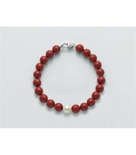 Bracciale Miluna Agglomerato Corallo Rosso E Perla Pbr V