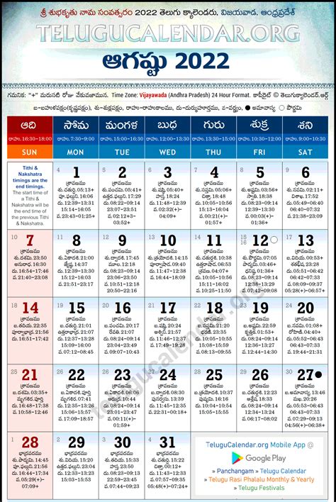 Andhra Pradesh 2022 August Telugu Calendar Festivals Amavasya Pournima