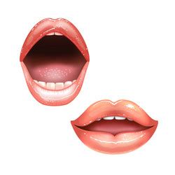 2 Shining Beautiful Female Nude Lips With Teeth Vector Image