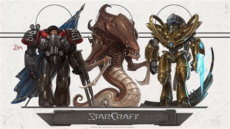 Hd Wallpaper Art Starcraft Zerg Strategy Marine Protoss