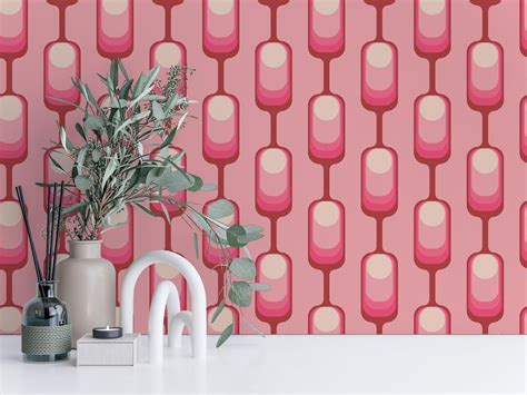 Pink Retro Peel And Stick Wallpaper Geometric Removable Wallpaper