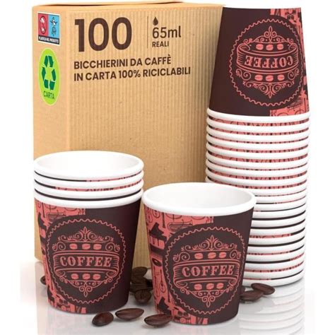 Pubpinkcup Lot De 100 Gobelets En Papier À Café 65 Ml Verres