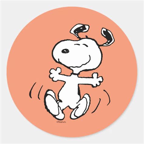 Peanuts A Snoopy Happy Dance Classic Round Sticker Zazzle