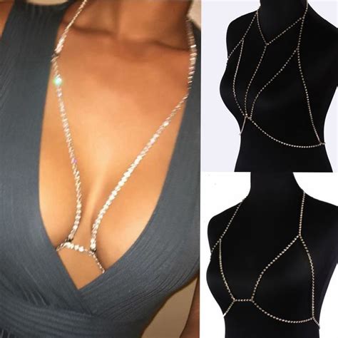 Sexy Women Shiny Crystal Rhinestone Bra Chest Body Chains Bikini Breast Legging Jewelry Fashion