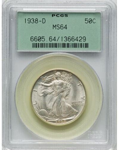 1938 D Walking Liberty Half Dollar PCGS MS 64 OGH Or Old Green Holder