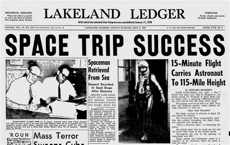 On This Day In Florida History May 5 1961 Alan Shepard Becomes