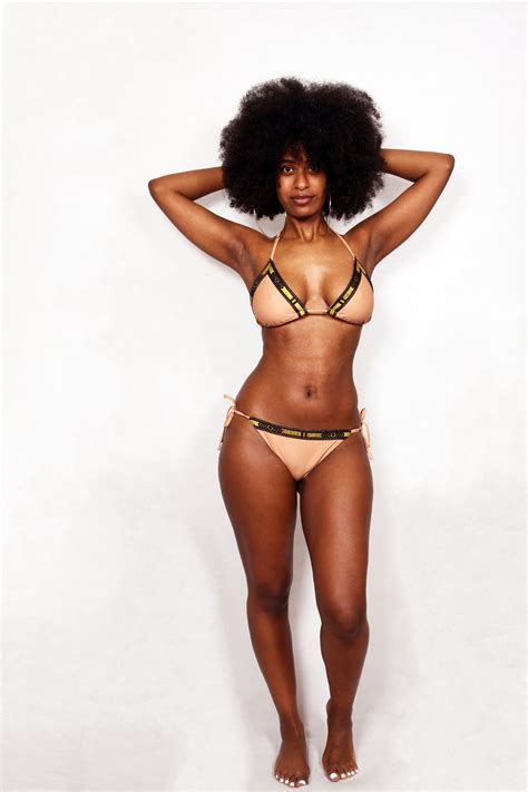 Nude Shade Panettone Raya Triangle Bikini Set With Adjustable Straps And Eritrean Embroidered