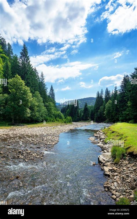 River In The Mountain Landscape Beautiful Nature Scenery With Water