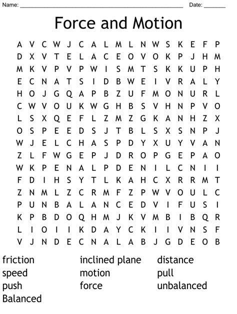 Force And Motion Word Search WordMint