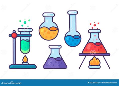 School Glass Test Tube Icons Set Stock Vector Illustration Of Science