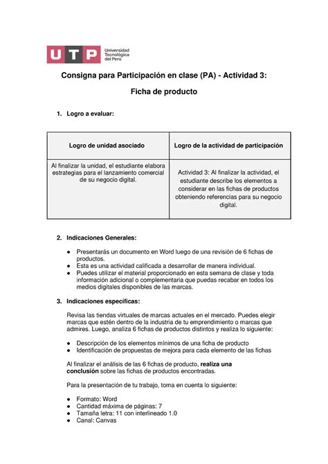 PA3 Consigna para Participación en clase PA Actividad 3 Ficha de