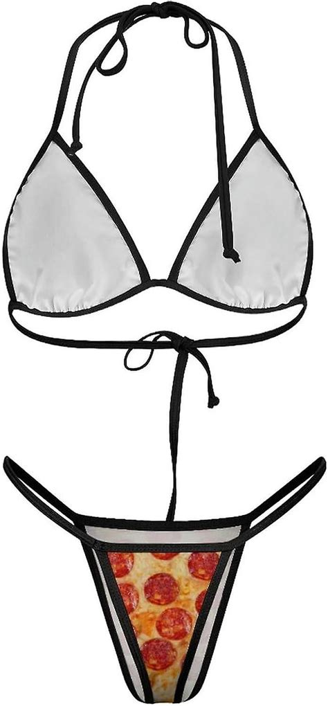 Pepperoni Pizza Women S Bikini Sets Piece Swimsuit Sexy Bathing Suit Halter Triangle Swimwear