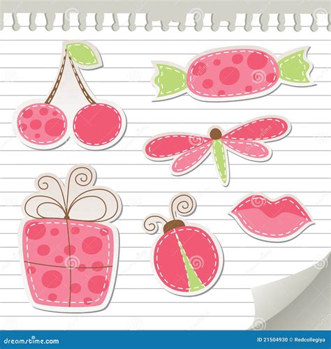 Cute pink stickers stock vector. Illustration of scrap - 21504930