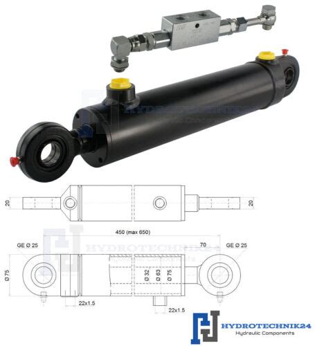 Hydraulikzylinder Doppeltwirkend Hub Augen Mm Sperrventil