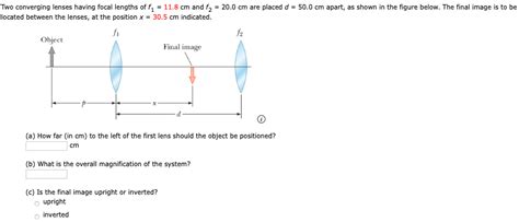 Solved Two Converging Lenses Having Focal Lengths Of F1