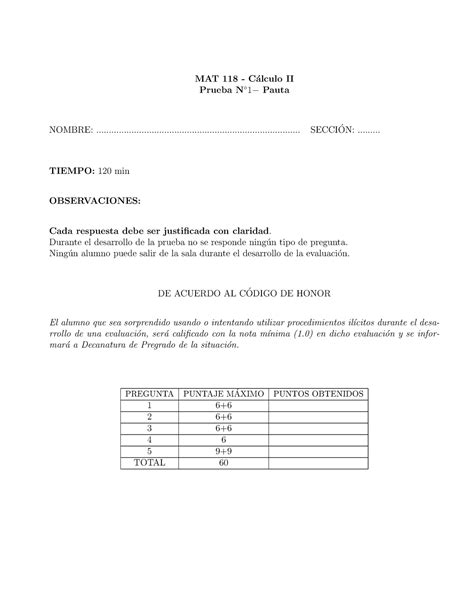 Prueba Pauta Apuntes Mat C Alculo Ii Prueba N Pauta